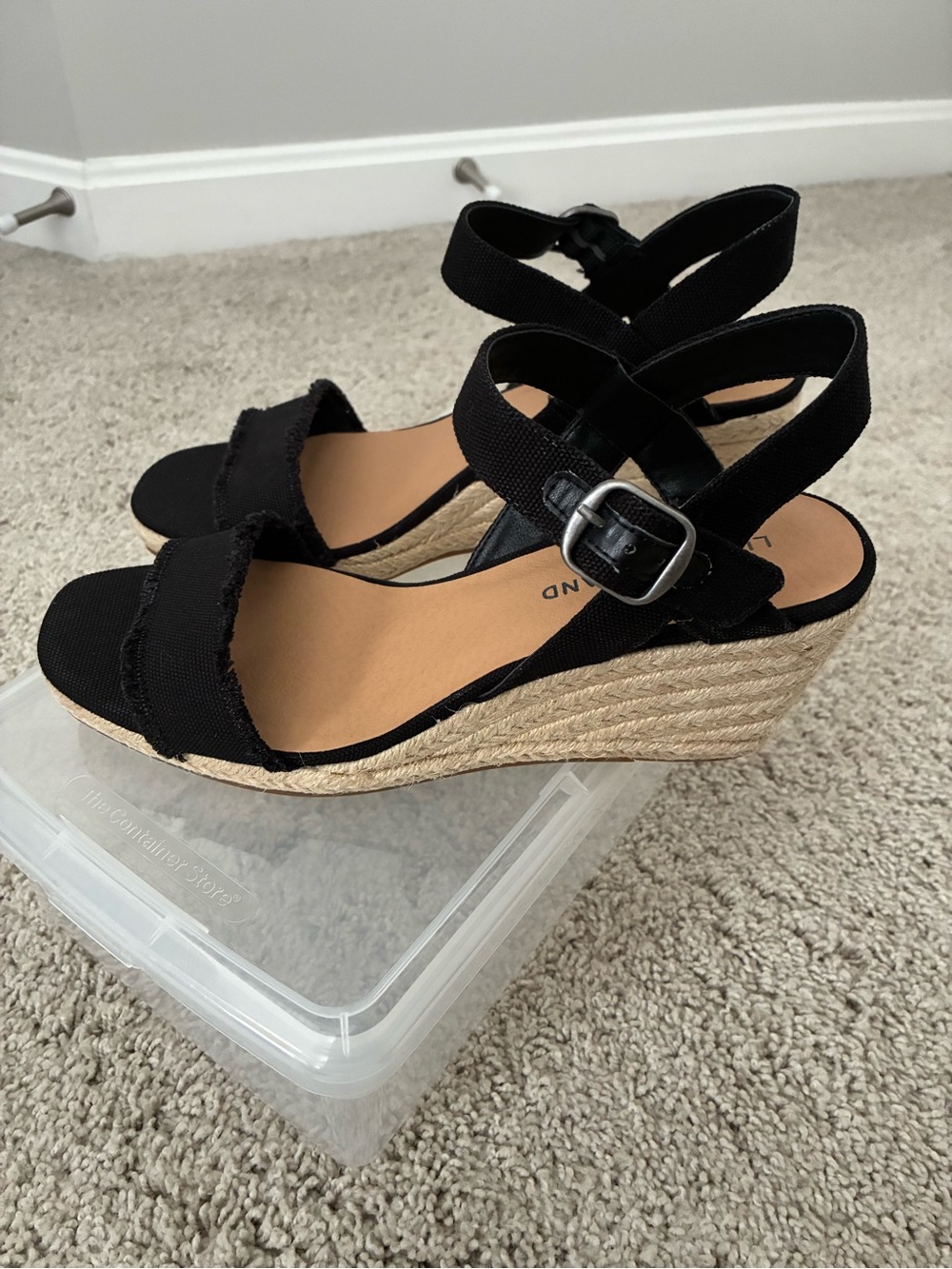 Lucky Brand Black Frayed Canvas Espadrilles